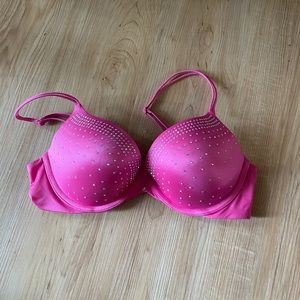 Very Sexy Push Up Bra - Pink Bling Rhinestones 34C